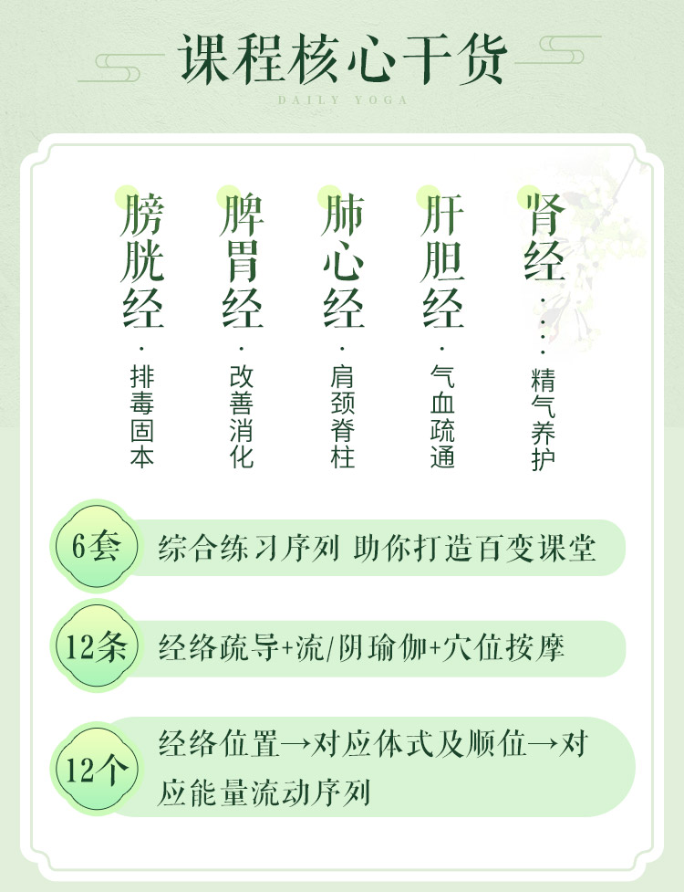 五行12经络排毒瑜伽>6大主题体式/序列精讲带练