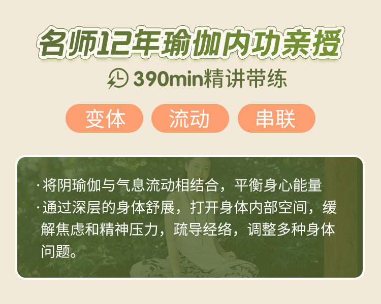 阴瑜伽进阶 | 阴性疗愈修复<变体·流动·串联>  390min6套成品小班课
