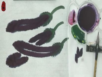 国画花鸟基础初级——第七课：茄子的画法