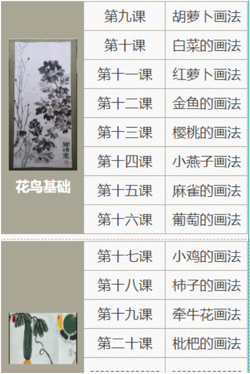 国画：花鸟二十次零基础入门课程