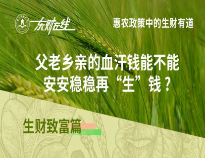 生财致富篇—父老乡亲的血汗钱能不能安安稳稳再“生”钱 ?