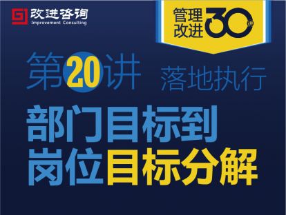 《管理改进30讲》第20讲：部门目标到岗位目标分解