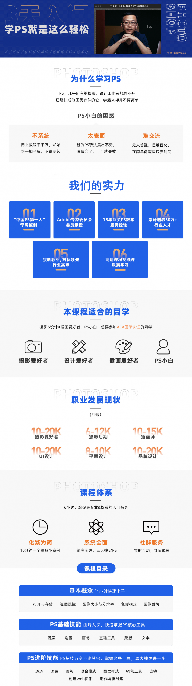 6小时，43集高清教学视频课，教你快速上手PS!