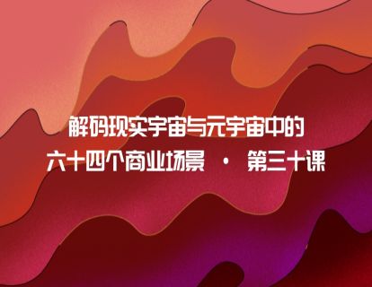 解码现实宇宙与元宇宙中的六十四个商业场景 · 第三十课