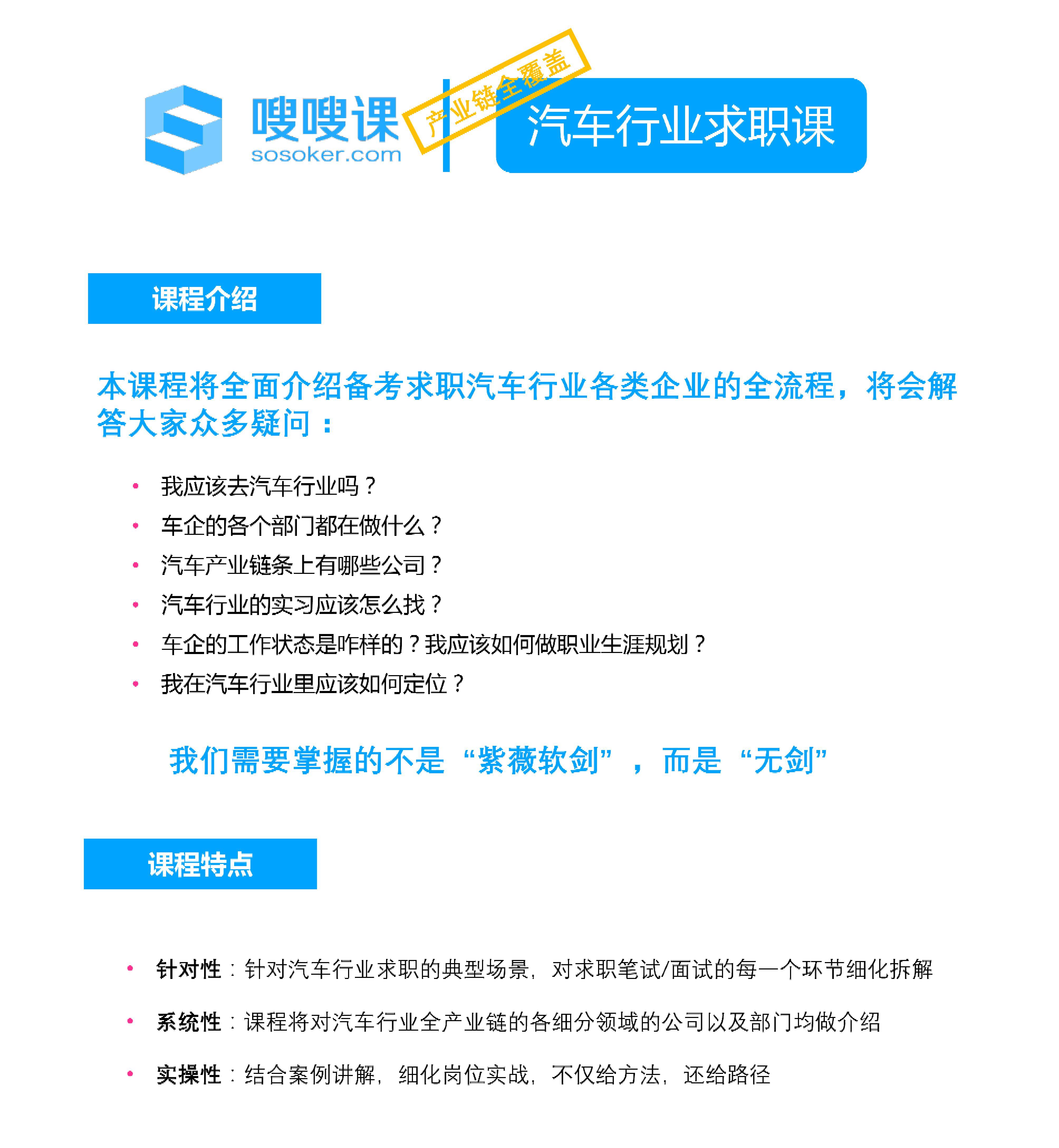 汽车行业求职课
