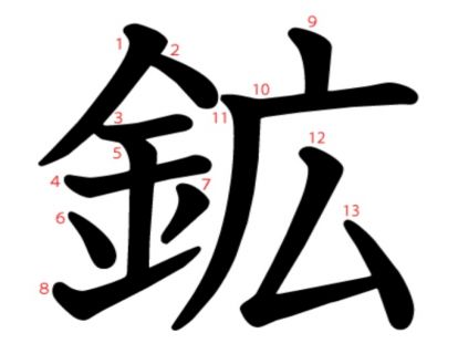 汉字「鉱」