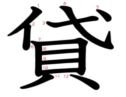 汉字「貸」