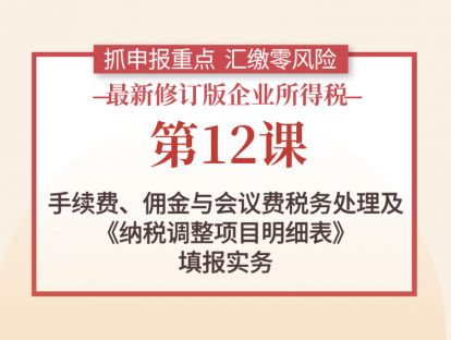 第12课：手续费、佣金与会议费税务处理及《纳税调整项目明细表》填报实务