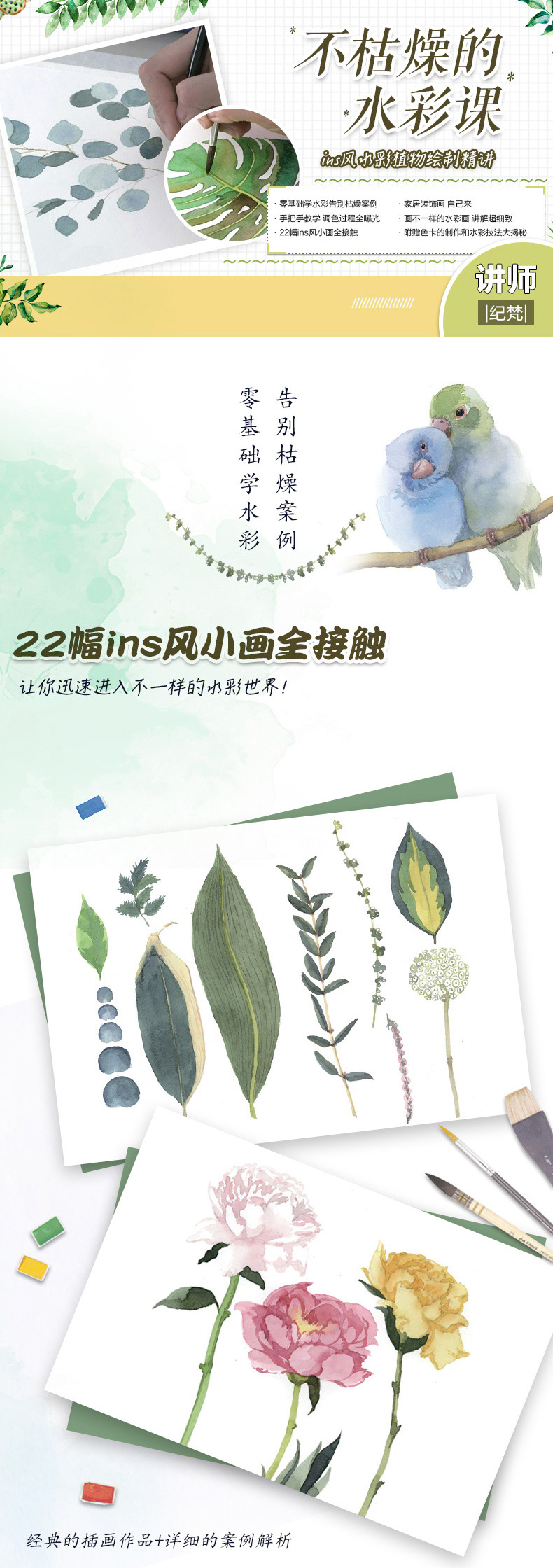 ins风水彩植物装饰画 零基础原速精讲课