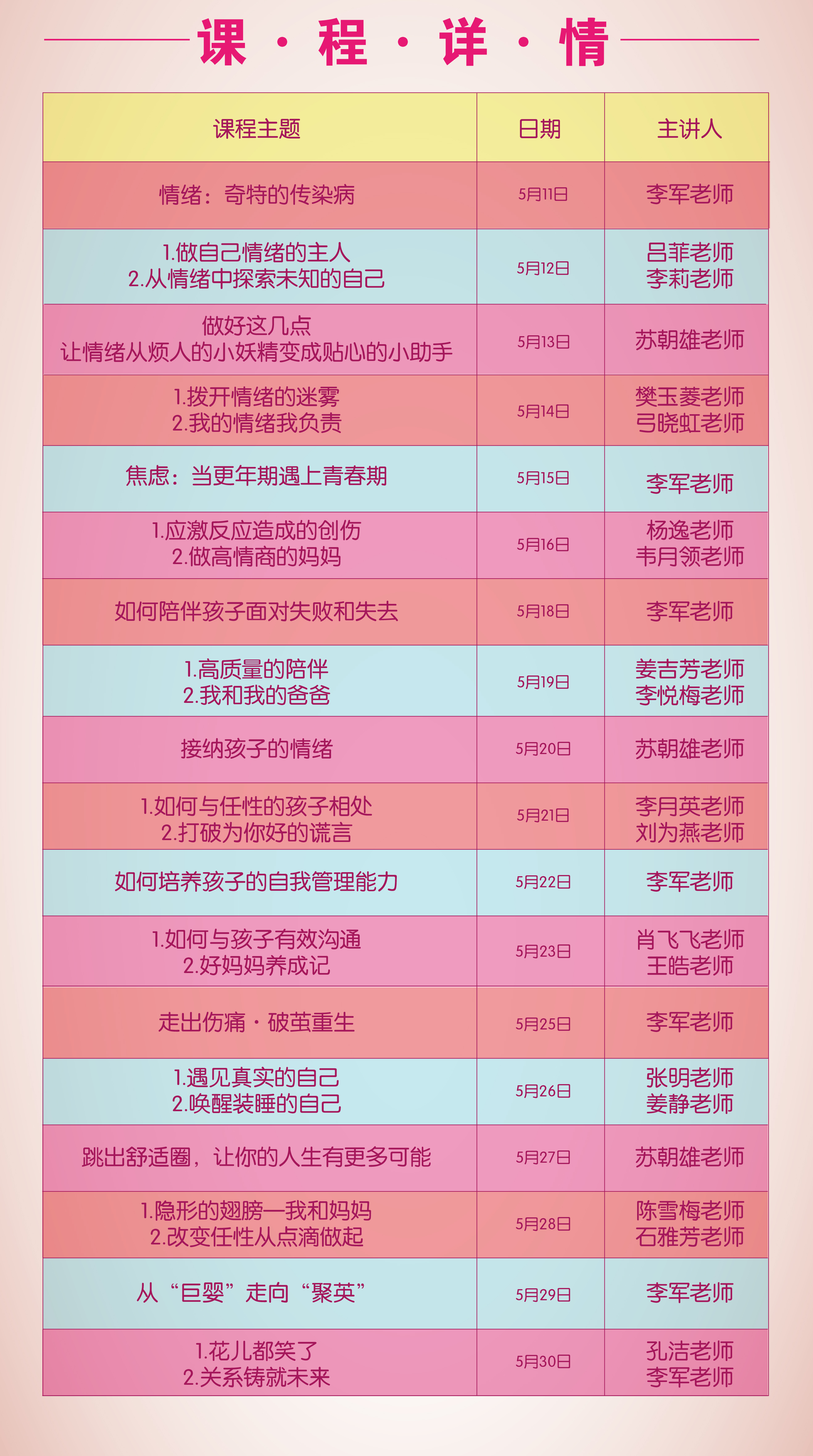 9.9课表.jpg 华雅智航《关系铸就未来》系列沙龙 | 情绪管理/亲子关系/亲己关系