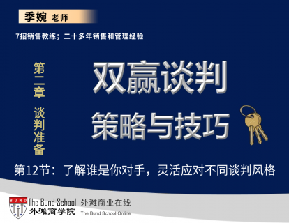 双赢谈判策略与技巧：12了解谁是你对手，灵活应对不同谈判风格