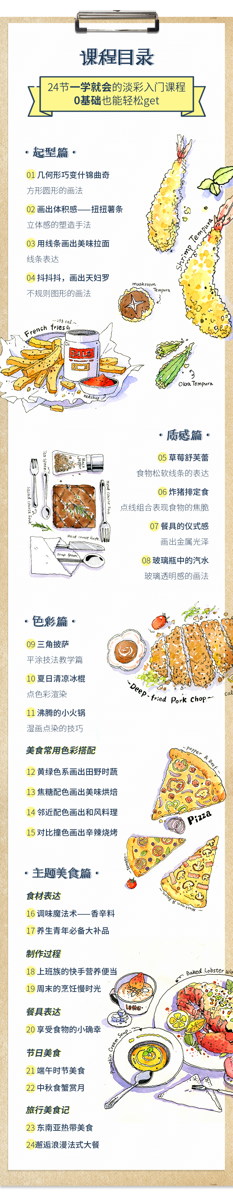 一支笔超简单淡彩手绘·美食篇