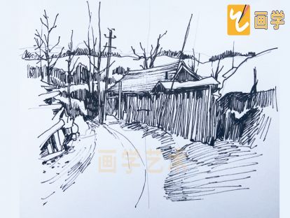 【第十一课】建筑风景速写 乡间小路写生训练