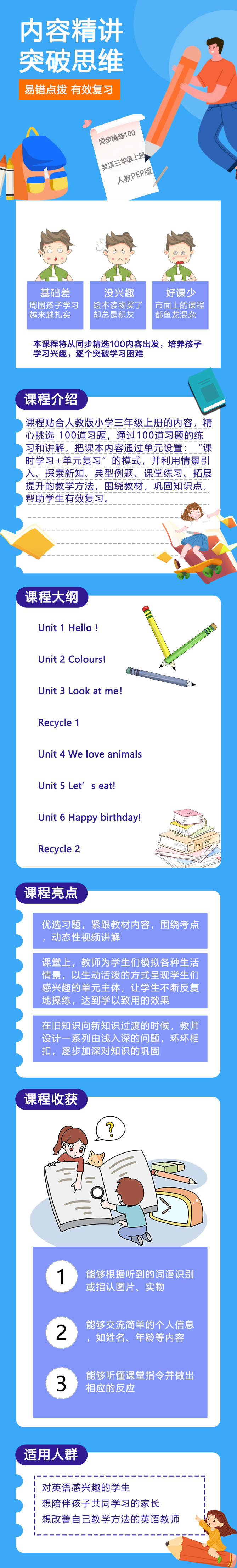 人教PEP版小学英语三年级上册（精选100题）