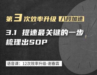 3-1 提速最关键的一步：梳理出SOP