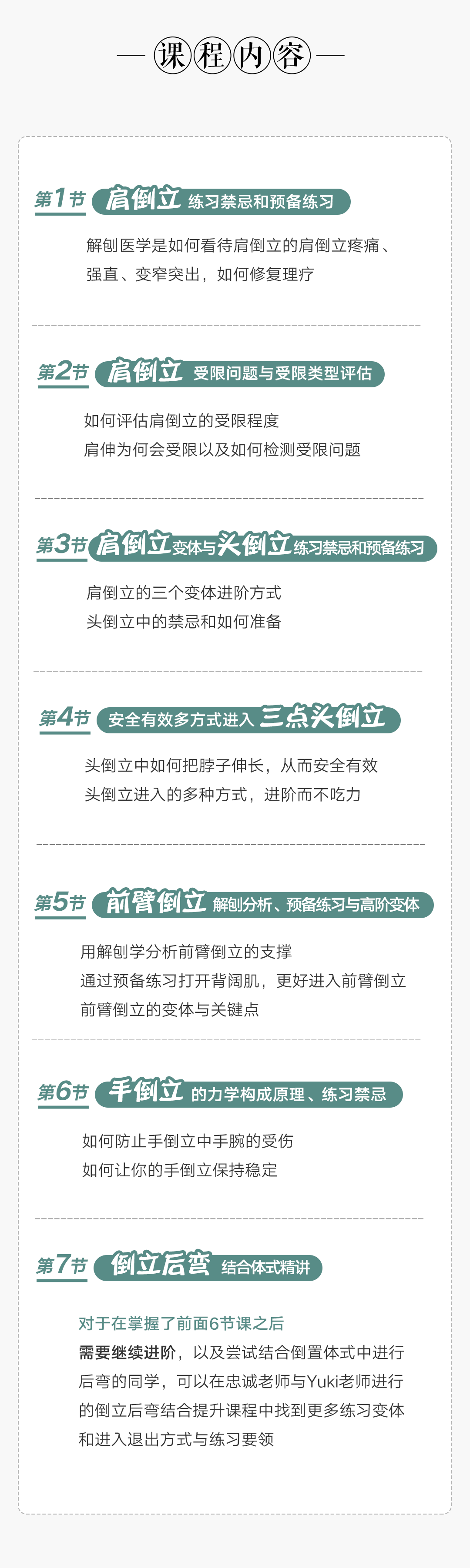 课程目录.png 倒立解剖理疗与进阶,一套完全不一样的倒立课,忠诚瑜伽出品