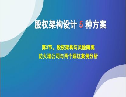1.4 小而美的公司，股权架构设计2种方案