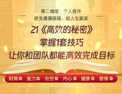 21《高效的秘密》掌握1套技巧，让你和团队都能高效完成目标