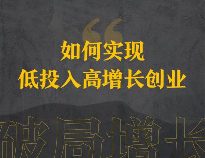 26、如何实现低投入高增长创业