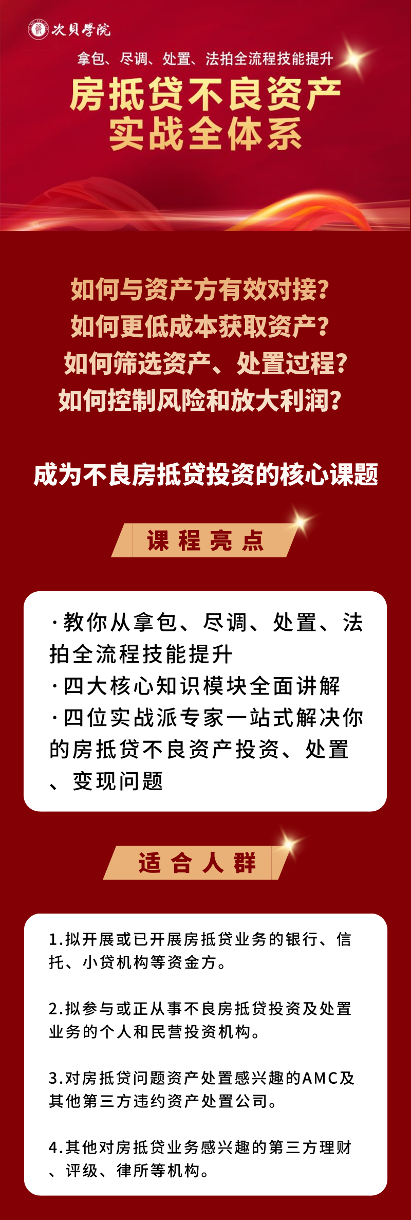 房抵贷不良资产实战全体系：拿包、尽调、处置、法拍全流程技能提升