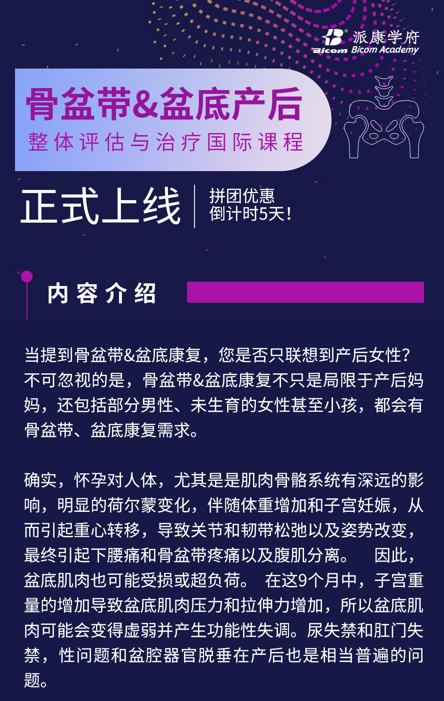 国际课程—骨盆带&盆底产后整体评估治疗（第一模块）