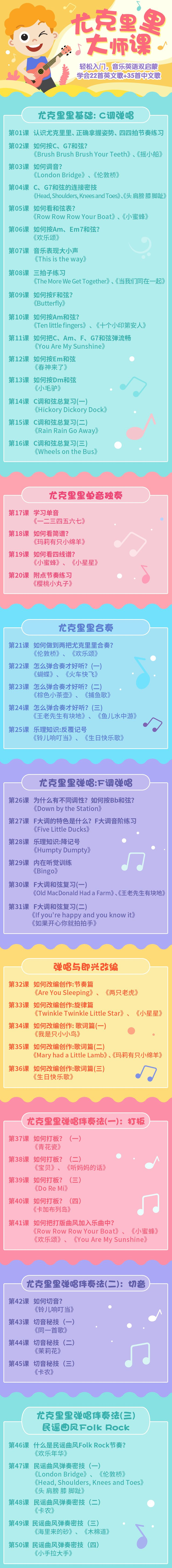 【尤克里里大师课】22首英文歌+35首中文歌，台湾17年教龄的顶级音乐名师亲授