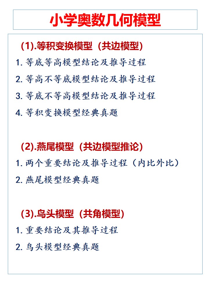 （小学奥数）几何五大模型详细讲解
