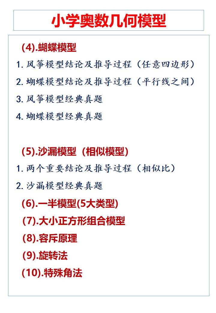 （小学奥数）几何五大模型详细讲解