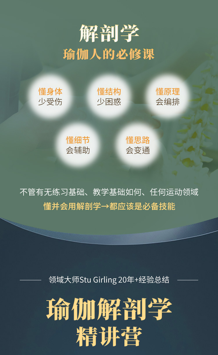 大师精讲丨瑜伽人必修【瑜伽解剖学全攻略】从0掌握原理方法，指数级提升技能