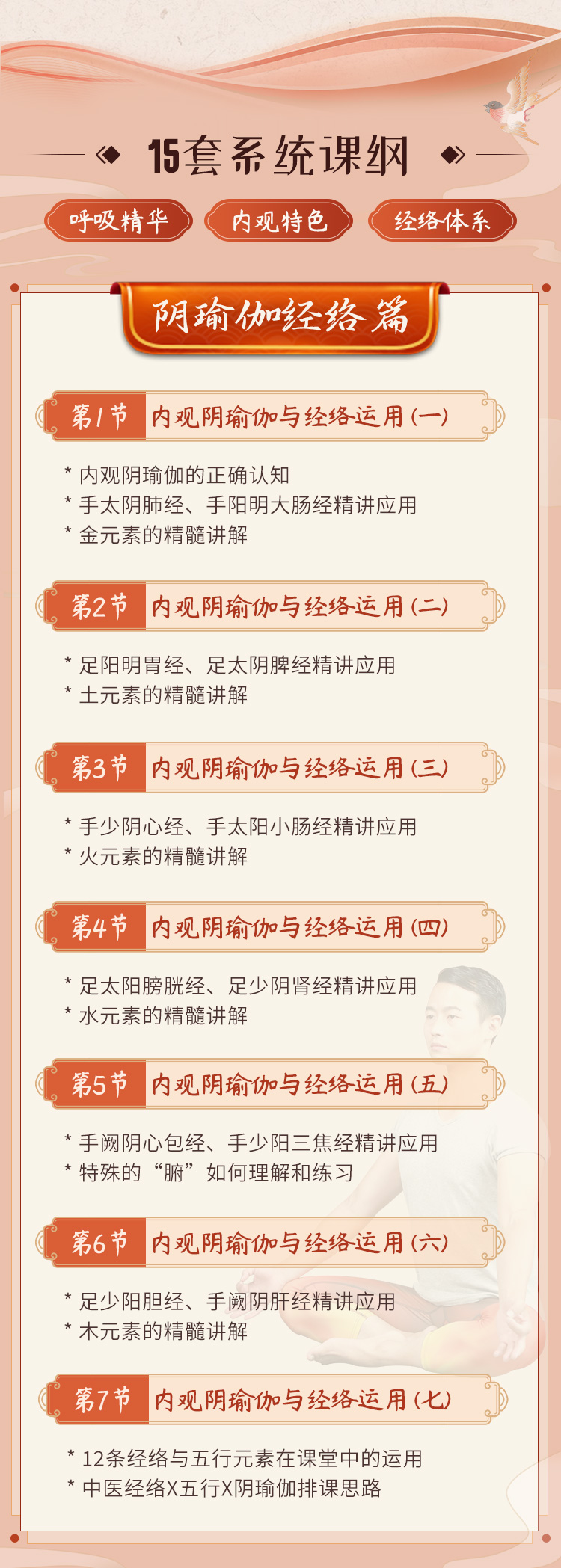 15节阴瑜伽系统成品课：体式丨经络丨内观，理论拆解+精准带练