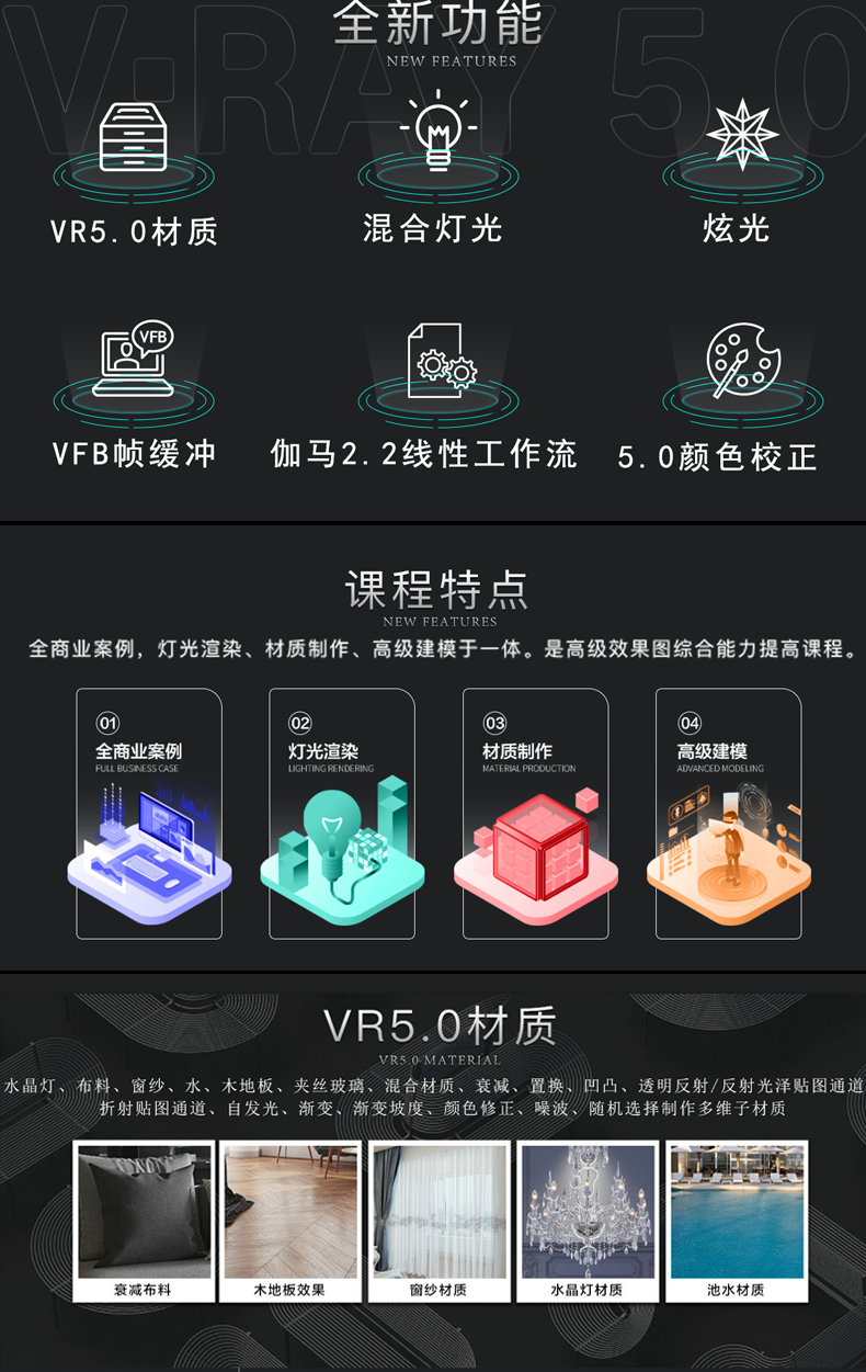 vray5.0 for 3dmax渲染视频教程 室内设计效果图vr5材质灯光表现