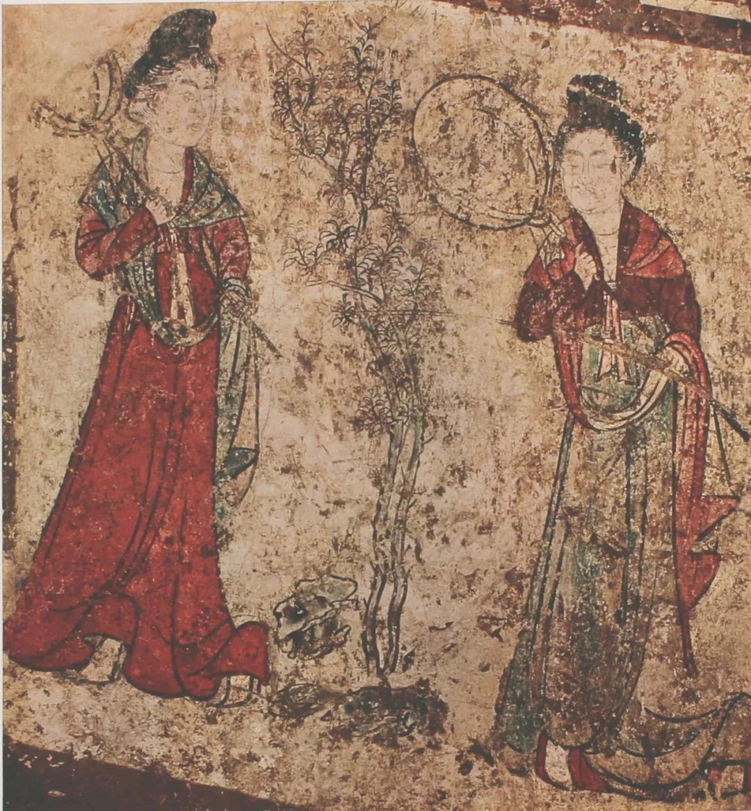 《侍女图》壁画,唐,陕西咸阳乾陵懿德太子墓出土