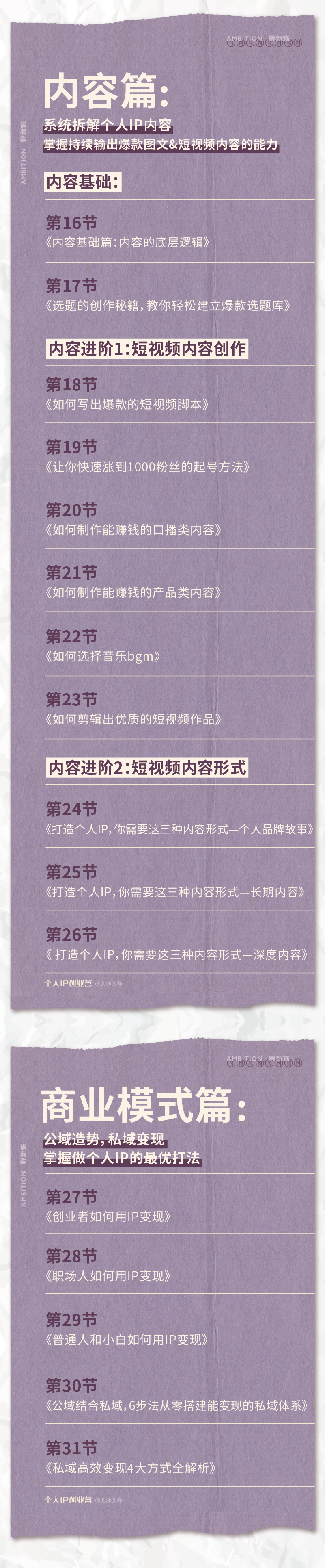 个人IP创业营