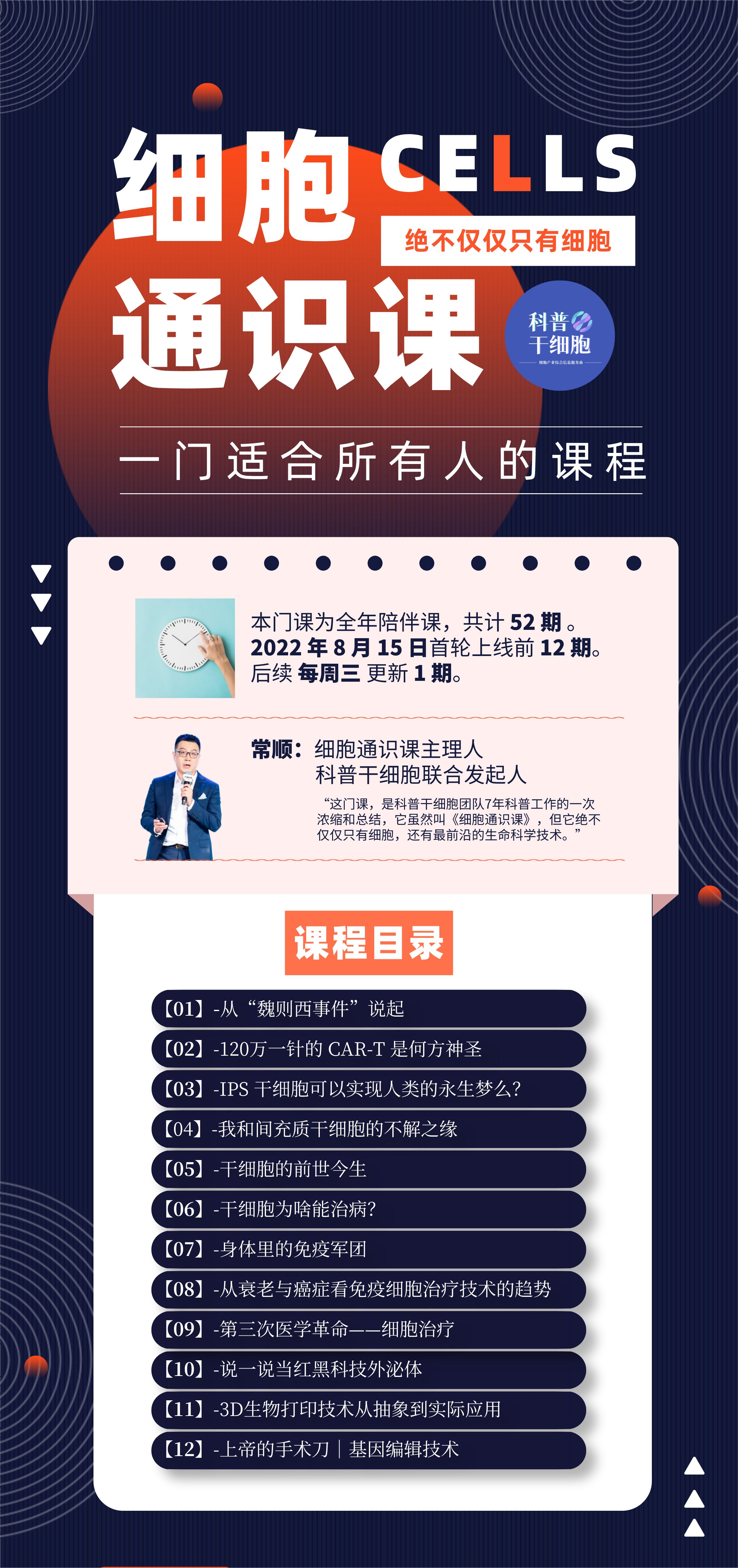 【科普干细胞】-细胞通识课（全年共52节）