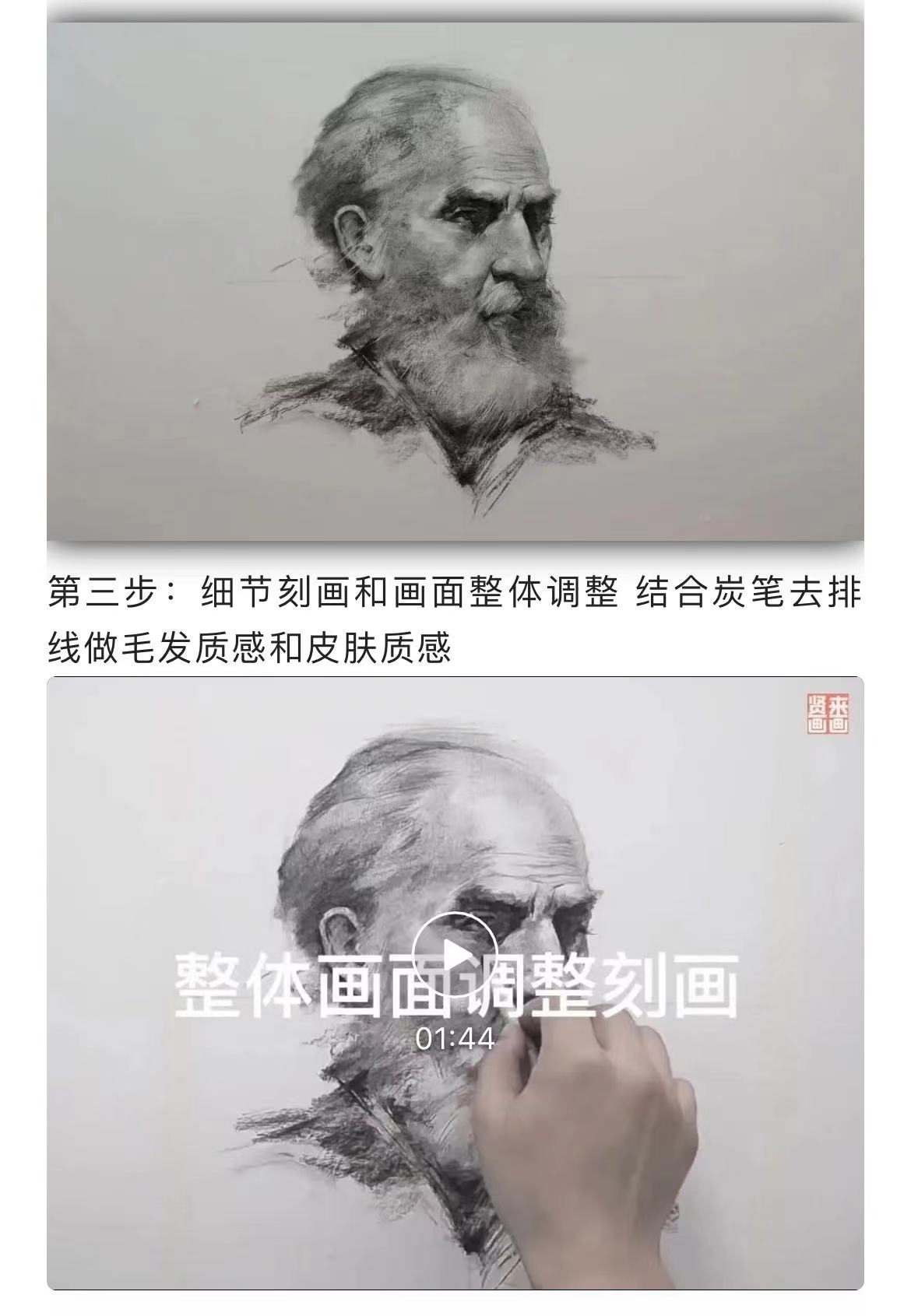【贤来画画】素描人像主题班｜列宾美院人像（纯木炭条）