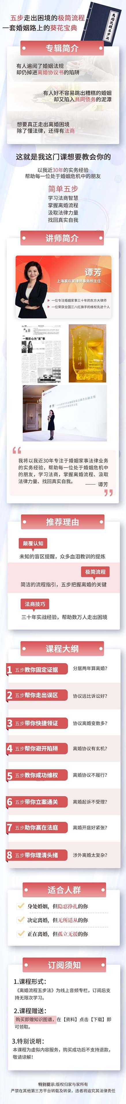 谭芳律师极简婚姻8讲：《离婚流程五步法》