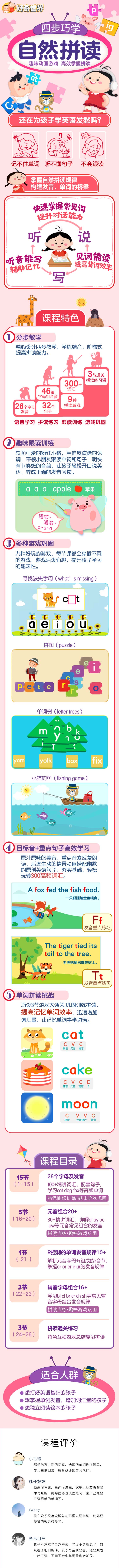 四步巧学自然拼读，趣味跟读训练，互动游戏巩固，学练结合，轻松掌握自然拼读