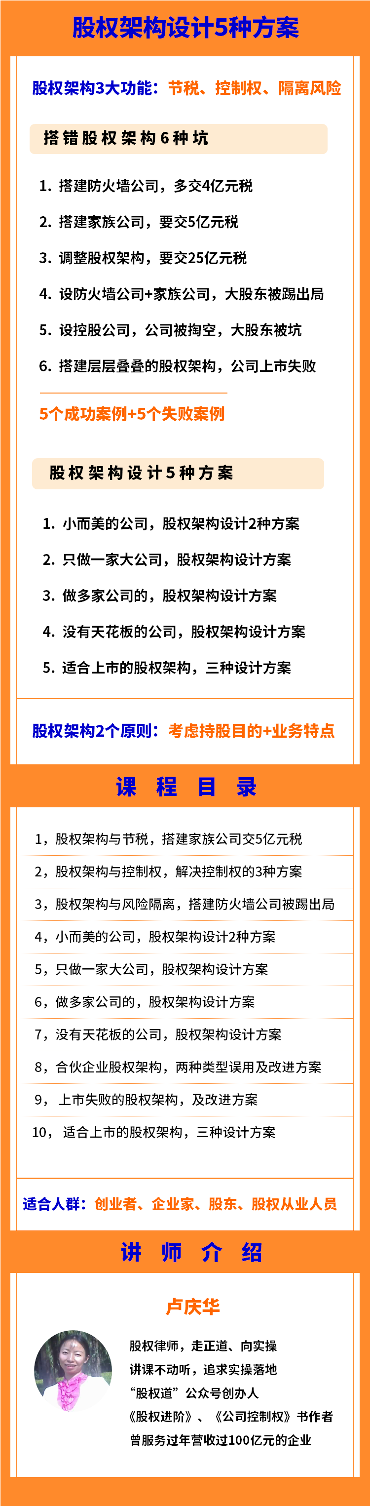 股权架构设计5种方案（线上视频课）